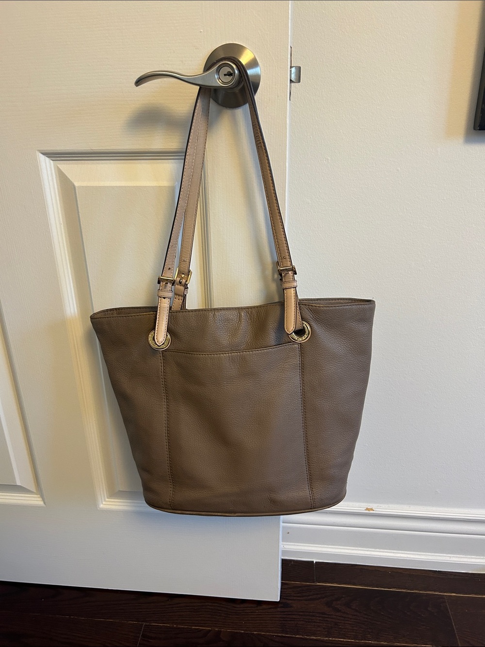 Michael Kors Taupe Leather Tote with Adjustable Straps
